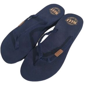 Reef Ginger Navy Blue Beach Pool Flip Flop Sandals Womens SIZE 12 EUC